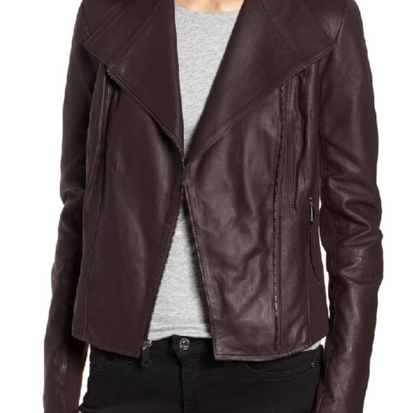 Andrew Marc Jackets & Blazers - Marc New York Felix Leather Jacket Burgundy Moto